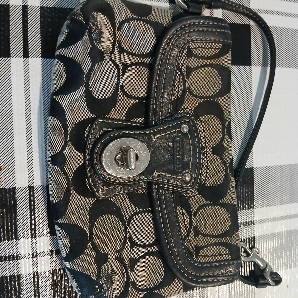 Black and Gray Designer Wristlet COACH